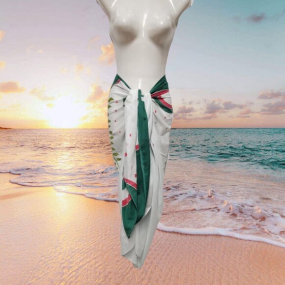 Womens Sarong Pareo Cotton Wrap HandPainted Batik Wrapskirt Beachwear -NEW - Picture 2 of 6